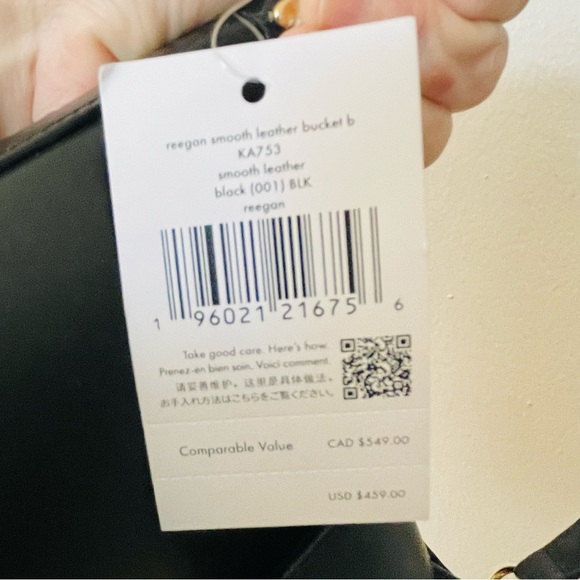 NWT Kate Spade Reegan Bucket Bag Smooth Leather - Black/Gold $459 Retail - Picture 8 of 12